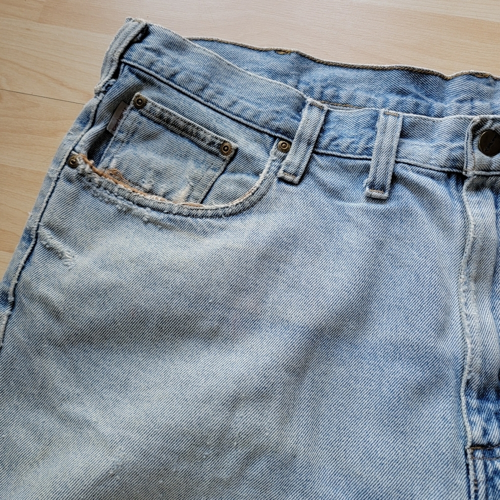 Carhartt Light Wash Vintage 90's Denim Jeans Destructed 44 X 30 - Picture 9 of 16